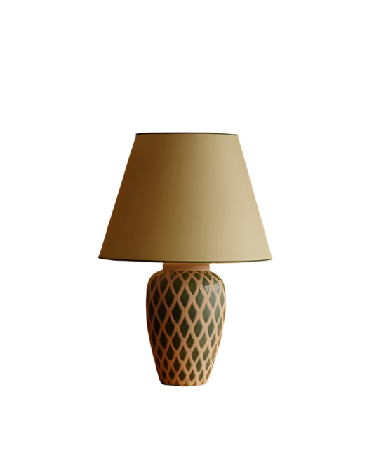 PAIR OF CERAMIC LAMPS w. GEOMETRIC PATTERN