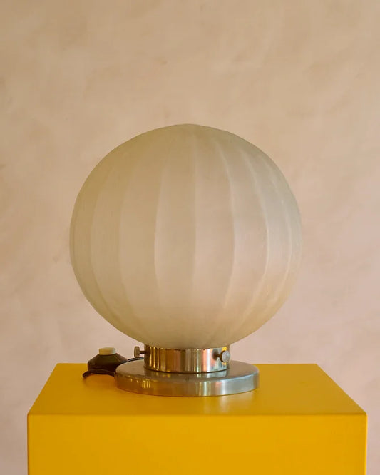 CYLINDRICAL ACID ETCHED GLASS TABLE LAMP