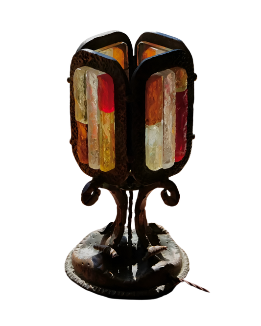 MULTI-COLOURED FOUR PANEL BRUTALIST LAMP