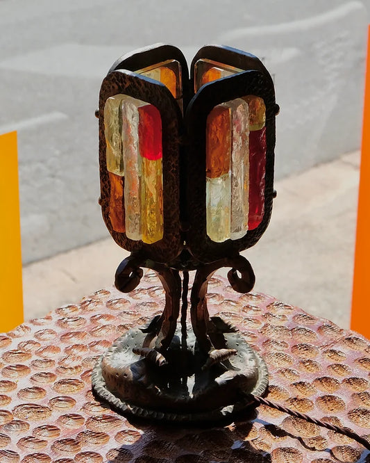 MULTI-COLOURED FOUR PANEL BRUTALIST LAMP