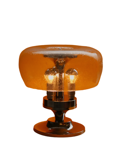SEEDED GLASS TABLE LAMP w. CHROME BASE