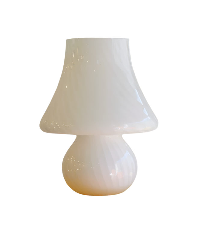 WHITE SWIRL MURANO GLASS TABLE LAMP