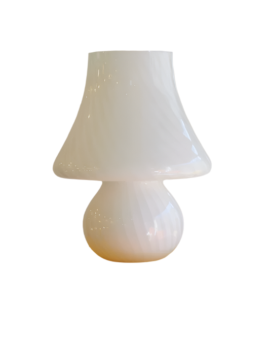 WHITE SWIRL MURANO GLASS TABLE LAMP