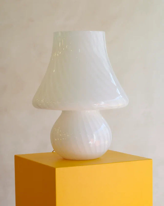 WHITE SWIRL MURANO GLASS TABLE LAMP
