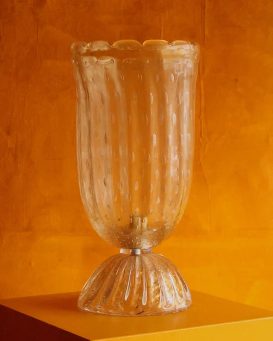 PAIR OF MURANO GLASS TABLE LAMPS w. BUBBLE DETAIL