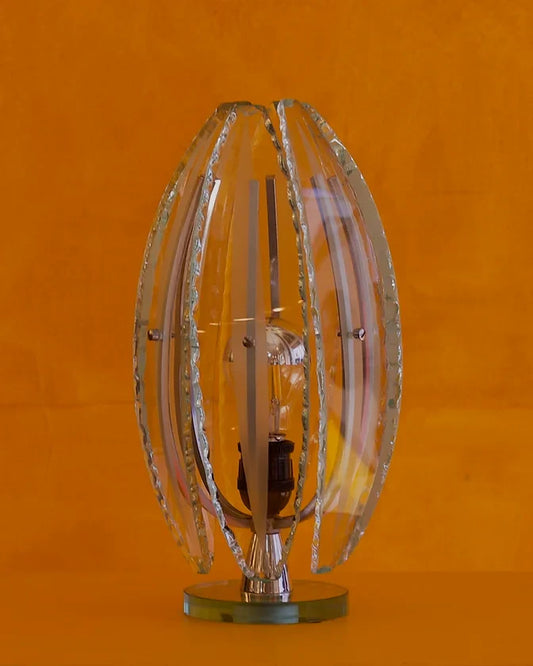 HAND CARVED GLASS CAGE LAMP
