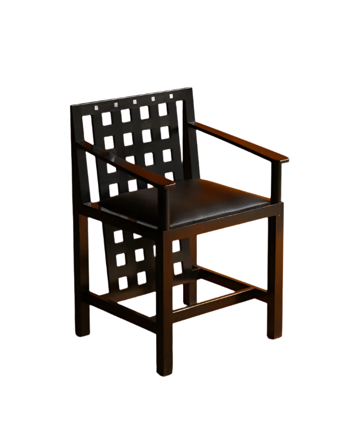 SET OF FOUR MACKINTOSH CHAIR W. MOTHER OF PEARL INLAY