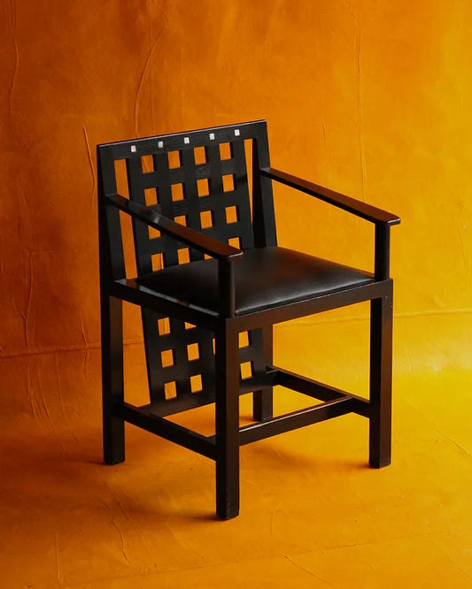 SET OF FOUR MACKINTOSH CHAIR W. MOTHER OF PEARL INLAY