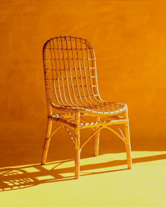 SET OF EIGHT BAMBOO AND RATTAN DINING CHAIRS