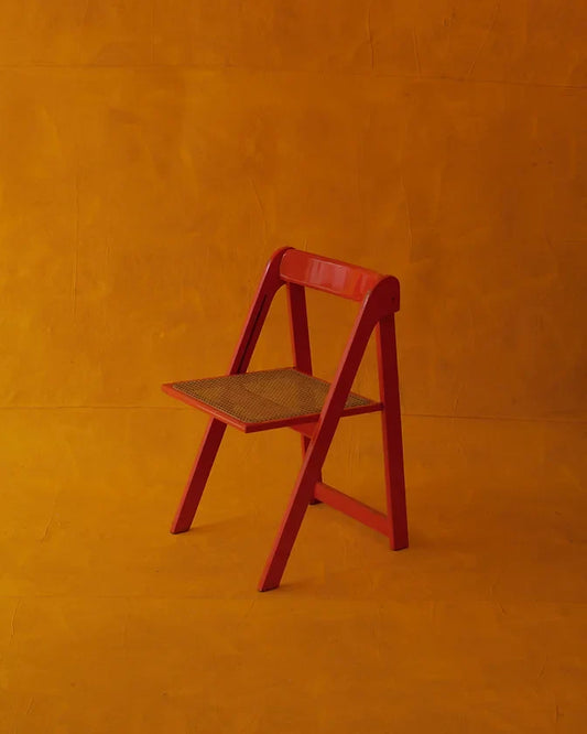 SET OF FOUR ORANGE WICKER TRIESTE CHAIRS