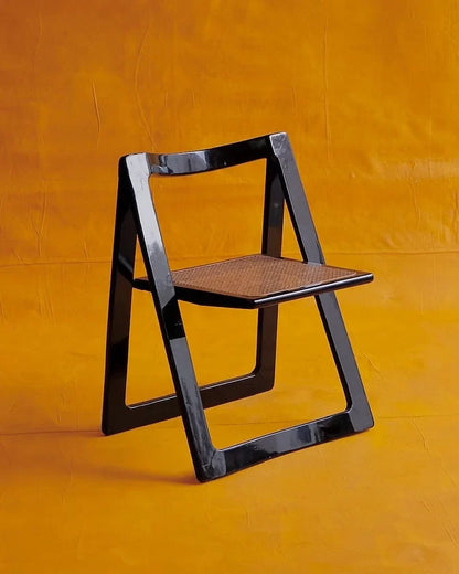 SET OF FOUR BLACK WICKER TRIESTE CHAIRS