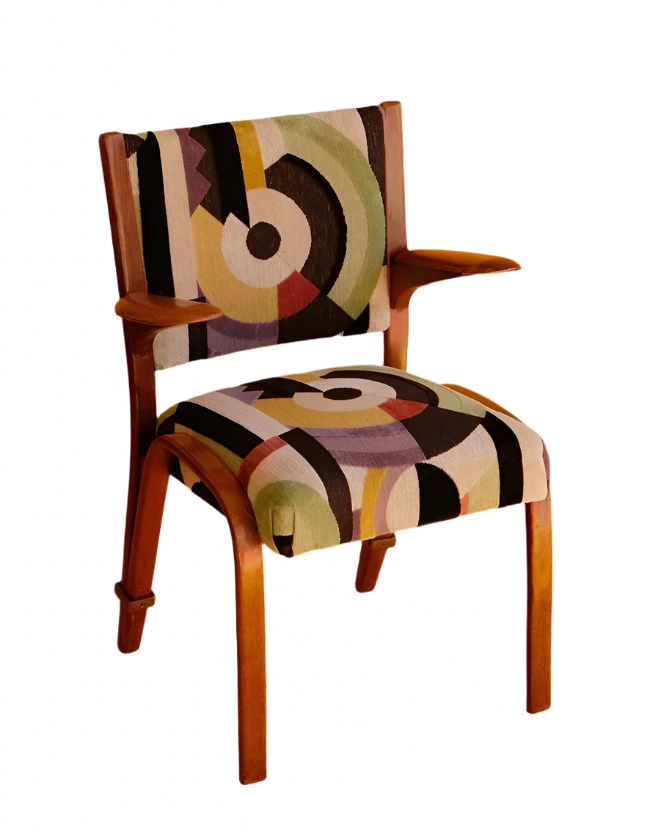 SET OF FOUR DINING CHAIRS w. LA MODERNE VELVET