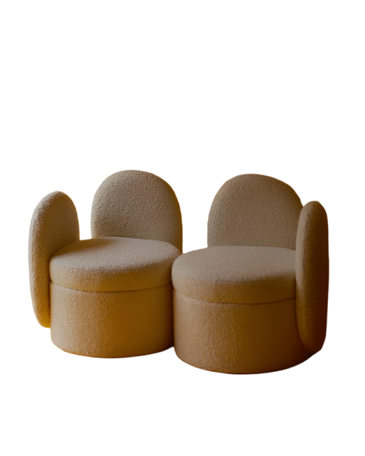 BOUCLE DOUBLE BACKED CHAIRS