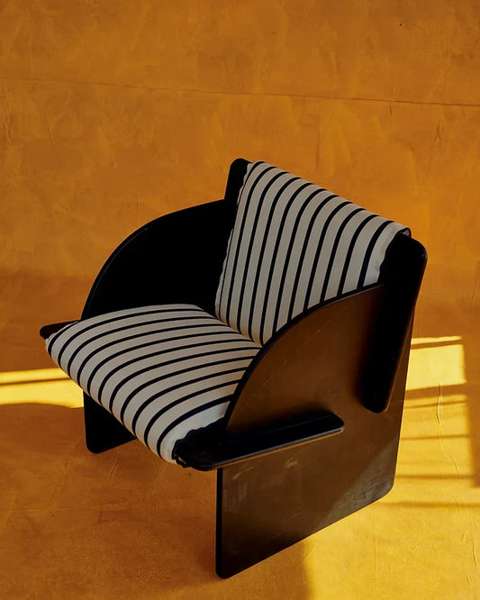 TRIO OF BLACK FOUR PANEL ARM CHAIRS