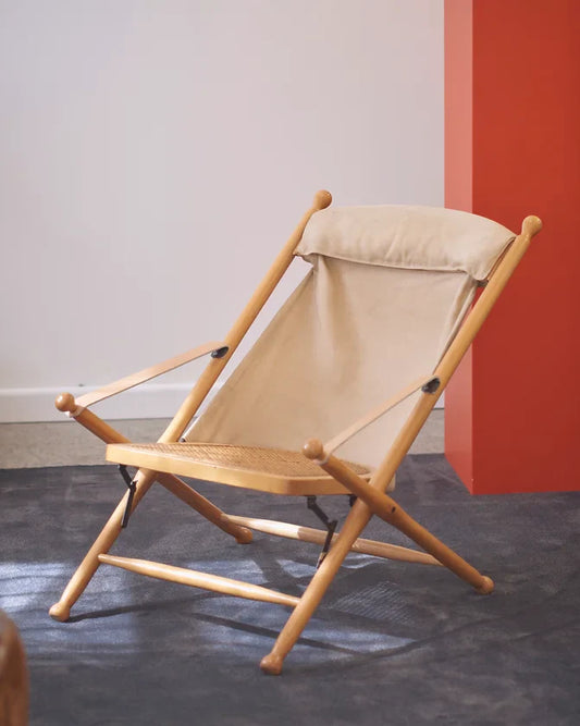CANVAS SAFARI CHAIR w. LEATHER STRAPS
