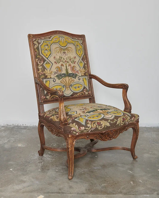 LOUIS XVI ANTIQUE ARMCHAIR w. ORIGINAL UPHOLSTERY