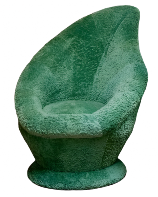 PAIR OF LEAF CHAIRS W. ORIGINAL BOUCLE UPHOLSTERY