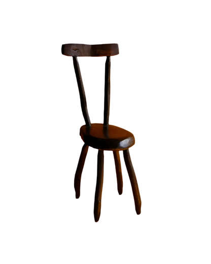 HAND CARVED EBONIZED PRIMITIVE CHAIR