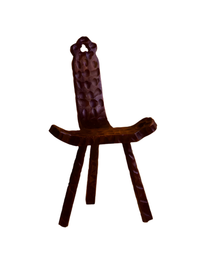 BRUTALIST HAND CARVED TRIPOD STOOL