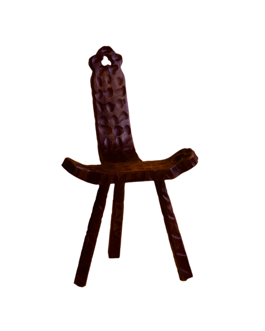 BRUTALIST HAND CARVED TRIPOD STOOL