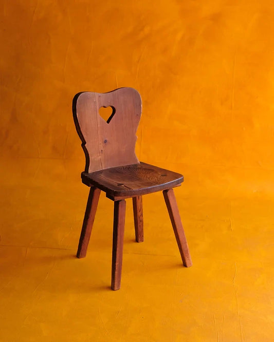 SET OF FOUR HAND CARVED HEART DINING CHAIRS