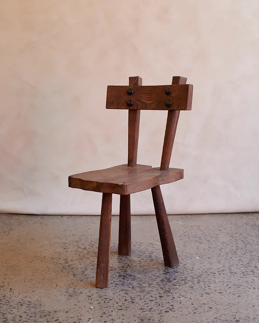 BRUTALIST WIRE BRUSHED WOODEN CHAIRS