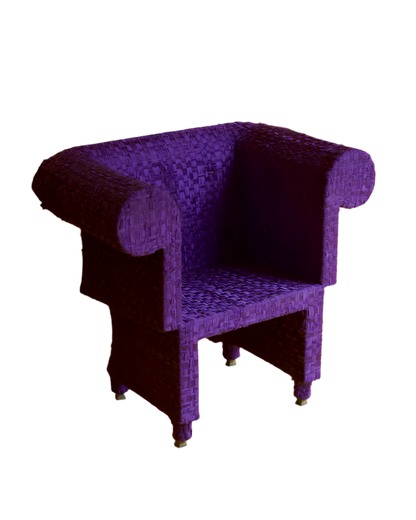 HAND KNOTTED BLUE VIOLET RIBBON ARMCHAIR