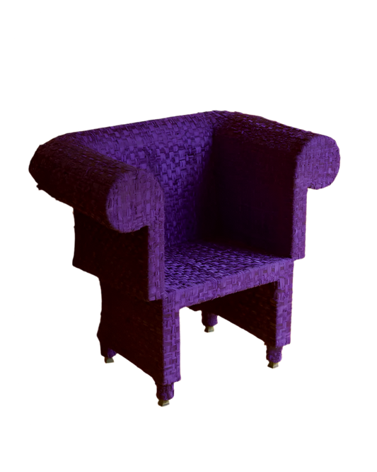 HAND KNOTTED BLUE VIOLET RIBBON ARMCHAIR
