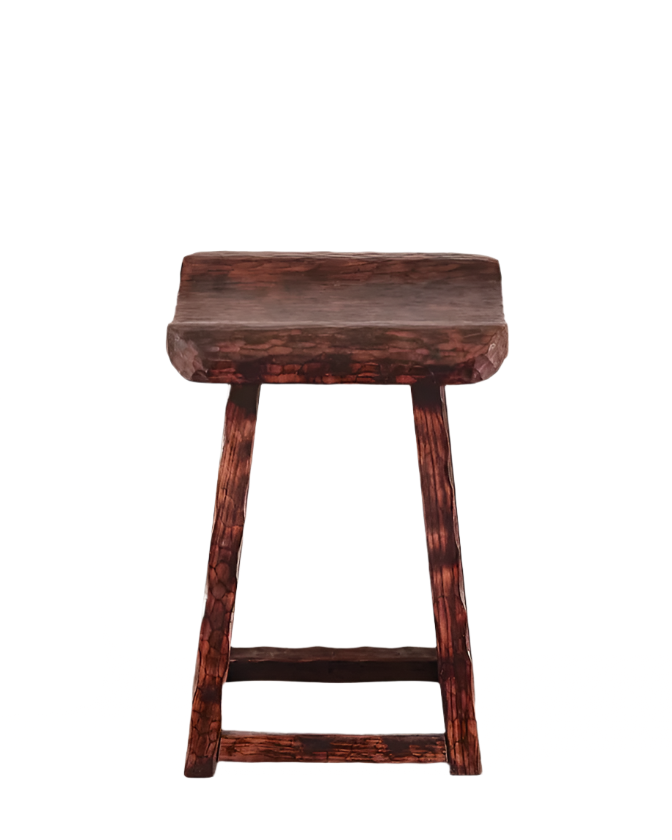 BRUTALIST HAND CARVED DIMPLED STOOL