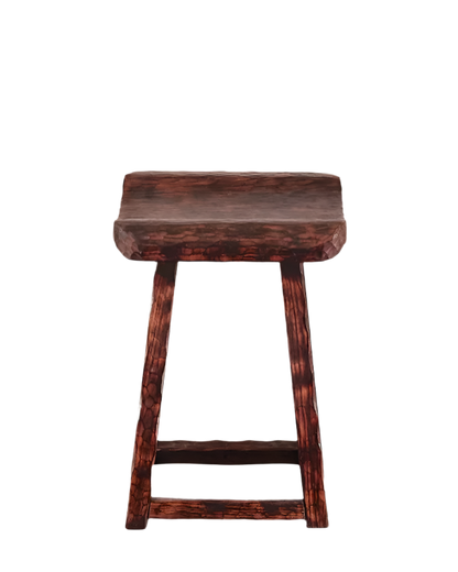 BRUTALIST HAND CARVED DIMPLED STOOL