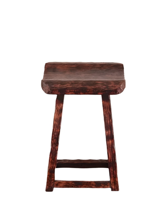 BRUTALIST HAND CARVED DIMPLED STOOL