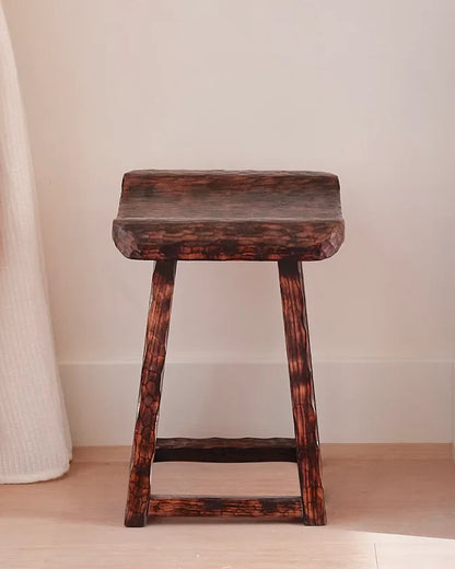 BRUTALIST HAND CARVED DIMPLED STOOL