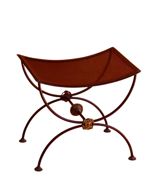 PAIR OF STEEL CURULE STOOLS