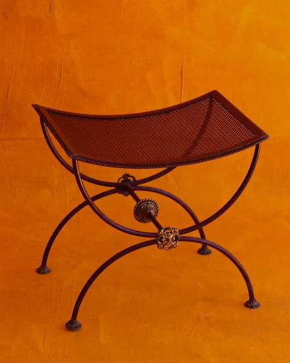 PAIR OF STEEL CURULE STOOLS