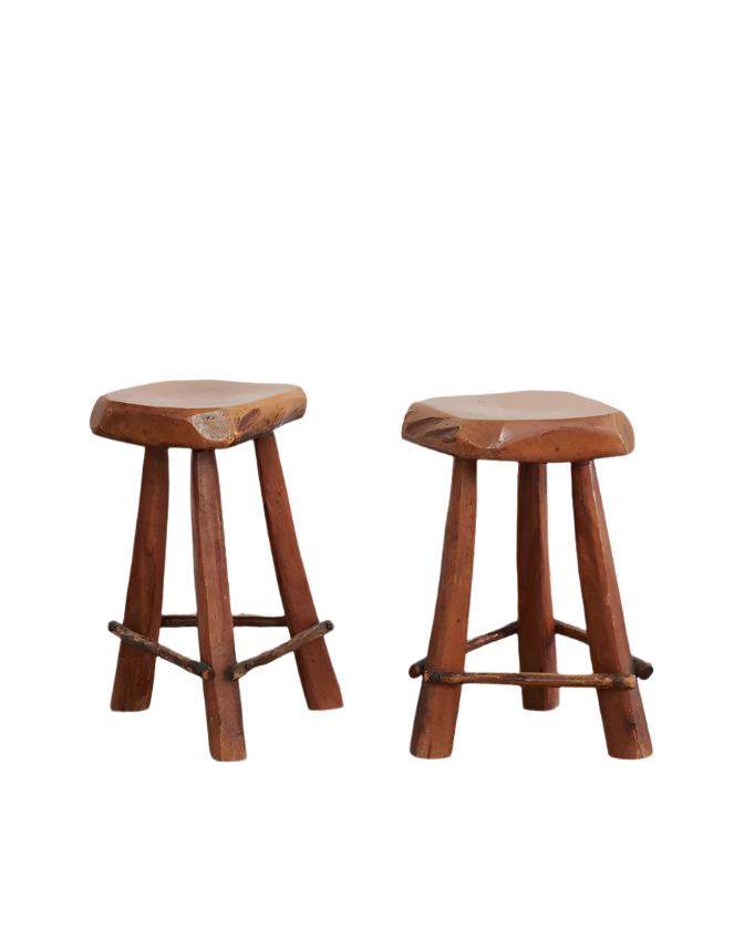 SINGLE OAK WAXED HANDMADE TIMBER STOOL