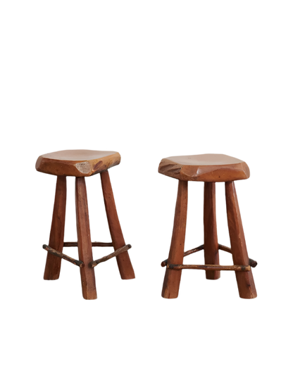 SINGLE OAK WAXED HANDMADE TIMBER STOOL