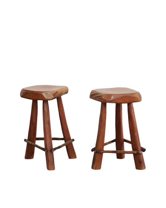 SINGLE OAK WAXED HANDMADE TIMBER STOOL
