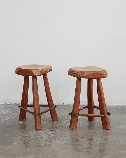 SINGLE OAK WAXED HANDMADE TIMBER STOOL