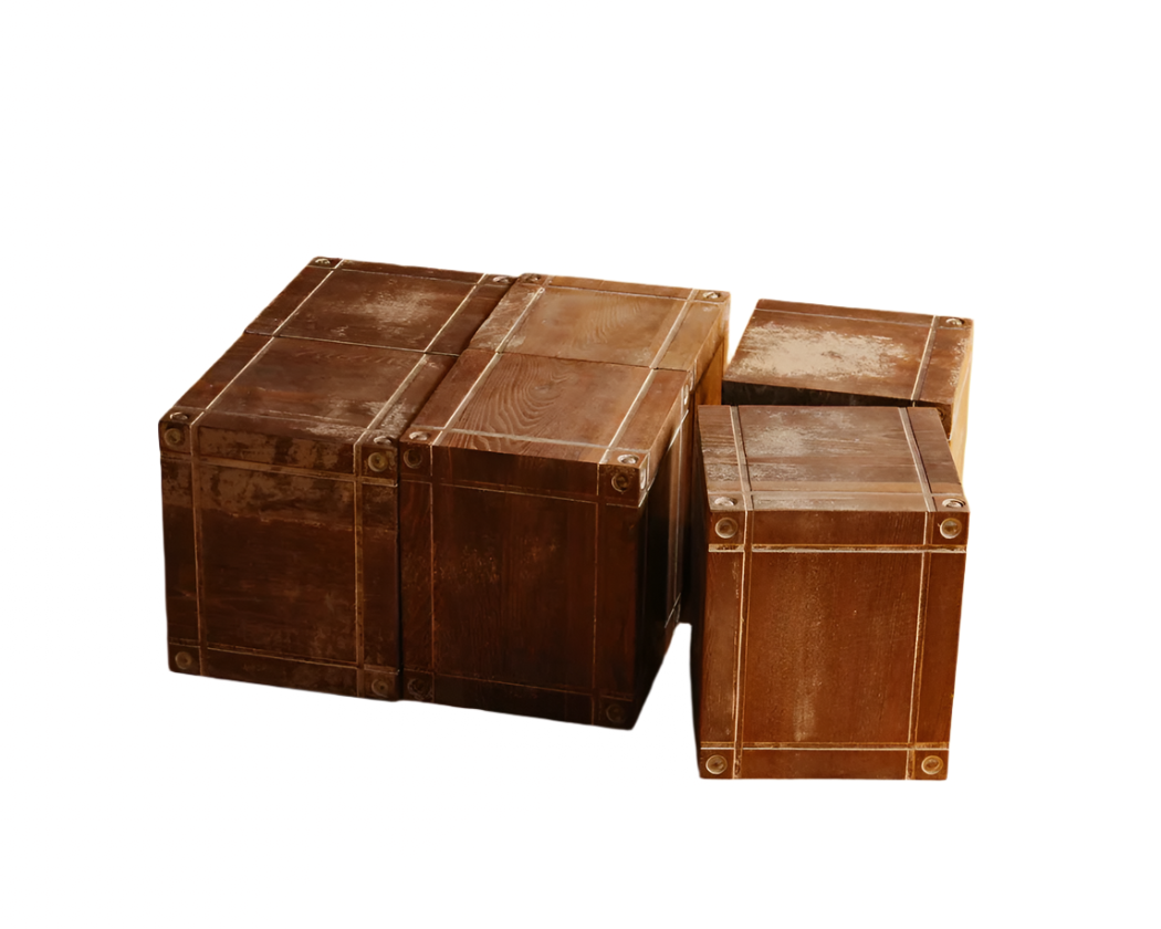 HAND PAINTED TIMBER BOX STOOLS