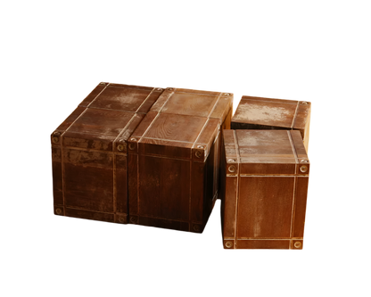 HAND PAINTED TIMBER BOX STOOLS