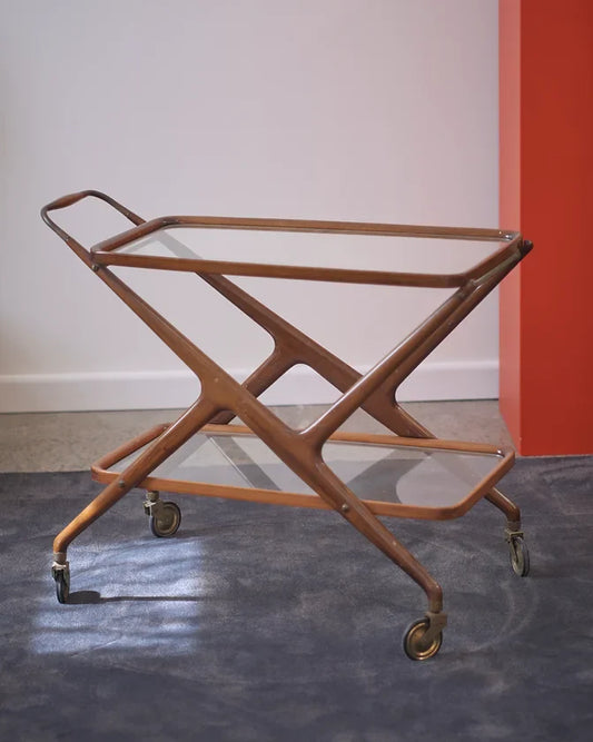 TIMBER & GLASS BAR CART