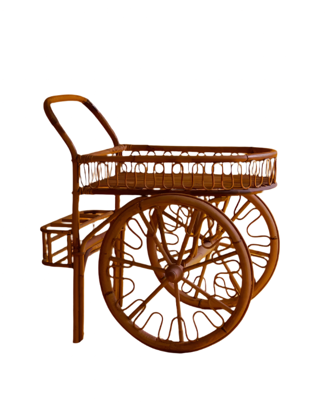 RATTAN DRINKS TROLLEY