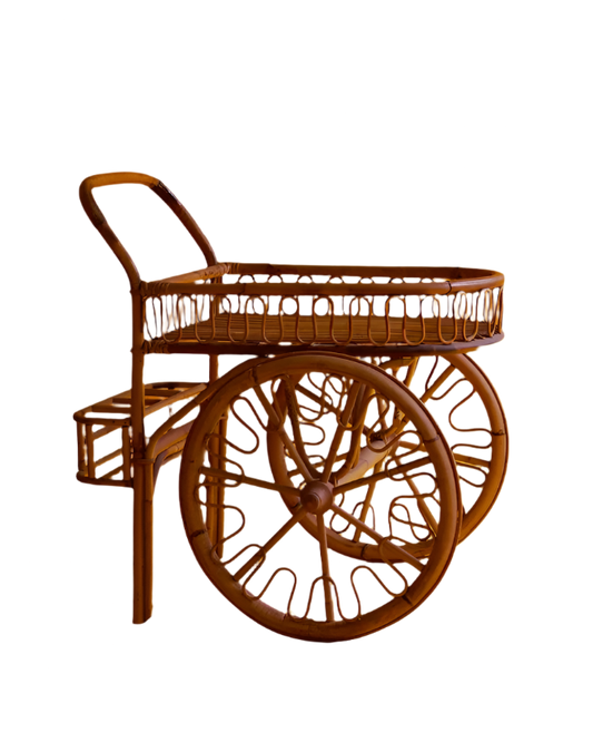 RATTAN DRINKS TROLLEY