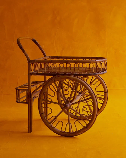RATTAN DRINKS TROLLEY