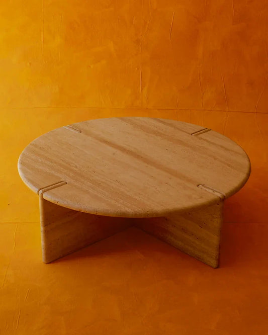 INTERLOCKING TRAVERTINE COFFEE TABLE
