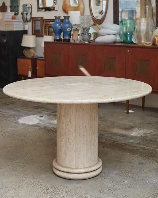 ROUND TRAVERTINE DINING TABLE