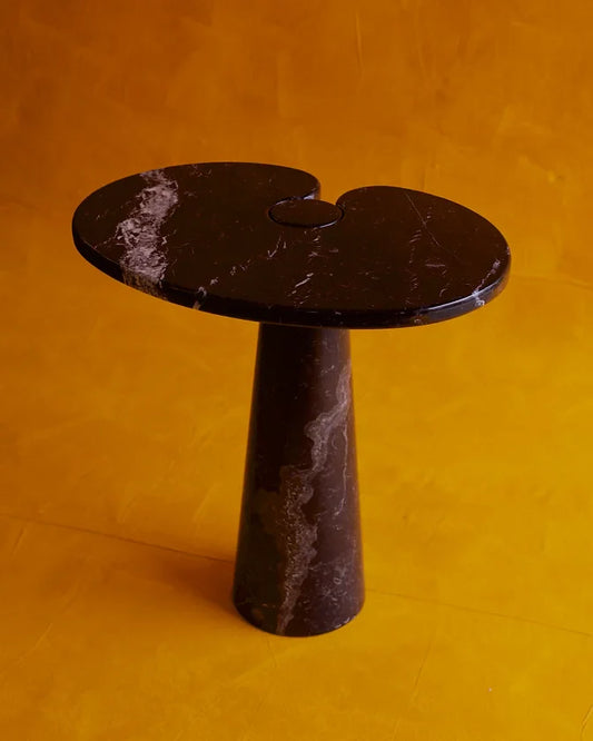 EROS ROUND CARRARA NERO MARQUINA TALL SIDE TABLE
