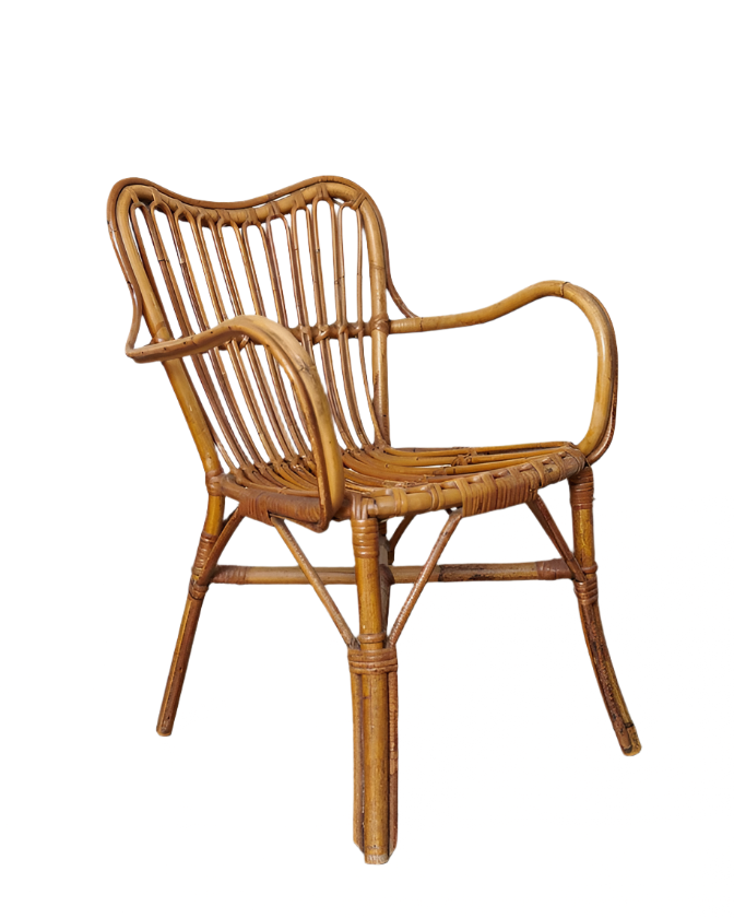 RATTAN SIDE TABLE & CHAIR SET
