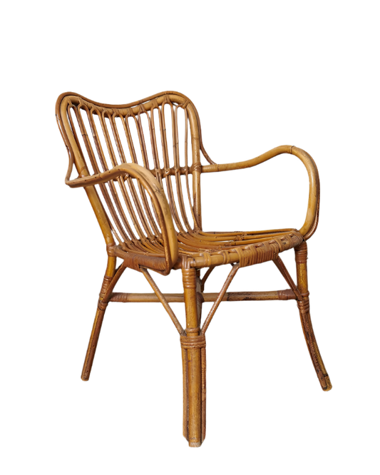 RATTAN SIDE TABLE & CHAIR SET