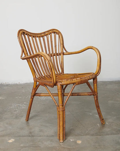 RATTAN SIDE TABLE & CHAIR SET